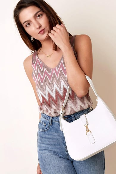 Handtasche mit goldenem Verschluss Schwarz Polyurethan h5 Bild2